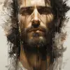 a drawing of a head, in the style of reimagined religious art, mark lague, florian nicolle, biblical iconography, caravaggesque, eddie colla, distinct framing --ar 71:128 --stylize 750 --v 5.2