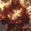 avatar aang，最后的气宗，皮草风格，橙色长袍，红色，#vfxfriday，按摩现实主义，爆炸性色素，spiritalcore，电影灯光--ar 71：128 --styleum 750 --niji 6