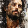 a drawing of a head, in the style of reimagined religious art, mark lague, florian nicolle, biblical iconography, caravaggesque, eddie colla, distinct framing --ar 71:128 --stylize 750 --v 5.2