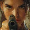劳拉·克罗夫特（Lara Croft），漫画风格的艺术风格，大胆的、漫画风格的人物，特写，卡通暴力，漫画艺术，高速同步，max Beckmann --ar 71：128 --styleum 750 --v 6