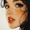 弗雷泽塔（Frazetta）和约翰·布劳德（John Braund）风格的一幅有吸引力的女人的画作，纸上墨，极简主义，白色背景，肖像，强烈的色彩，柔和的线条和形状，浅奶油色和深棕色色调--ar 35：64 --styleston 750
