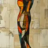 一个站着的女人，以巴勃罗·毕加索的风格，简化的几何形式，简单的色彩运用，动态的节奏--ar 71：129 --styminster 750 --v 6