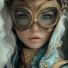 蒸汽朋克女人的3D图像，贝拉·科塔克风格，金色和青色，真实感细节，黑暗童话故事，详细的微型模型，艺术细菌，超高清图像--ar 35：64 --styleston 750