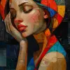女人，画布油画，巴勃罗·毕加索的风格，立体主义，形式的密度，我不敢相信这有多美--ar 71：129 --styminster 750 --v 6