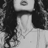 black and white portrait of a woman wearing a tshirt, in the style of detailed comic book art, 32k uhd, animated gifs, i can't believe how beautiful this is, detailed character illustrations, curv