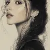 印度女演员的草图，宝莱坞，侧面视图，色调温暖，细节艺术，精致而复杂，我不敢相信这是多么美丽--ar 71：129 --styleston 750