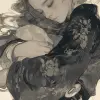 中国黑色画笔画，高松风，松散的构图，西奥多·格里柯，letras y figuras，手势构图，紧凑剪裁的构图--ar 71：130 --styminster 750 --niji 6