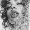 女性，幻想，美丽，黑色漫画艺术风格，现实的超详细肖像，纹身，黑白灰度，芝加哥艺术，现实而浪漫，流畅的线条--ar 23：36 --styleston 750 --v 6