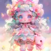 这部充满异想天开的作品，由可爱的Chibi角色、Teleidoscope可爱、开朗的表情、俏皮的姿势、复杂的细节、柔和的色彩、柔和的渲染、3ds max、Candyland背景组成--niji 5 --ar 2：3