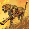 Fearless cheetah, sprinting across the grasslands, with sleek body and lightning speed, by Pixar Animation Studios, by Art Spiegelman, dynamic illustration, dramatic sunset background::2 --ar 2:3 --v 