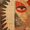 
一件由一幅展示太阳和月亮的旧画作制成的艺术品，塔罗牌风格，保罗·凯瑟罗，阳光照射在上面，米尔顿玻璃，浅棕色和红色，迷幻肖像，盎格鲁哥特式


--ar
 85：128