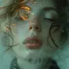 女孩的模糊形象，极简主义美风格，中性，淡黑色，斑点kei，宁静的面孔，宽松流畅，空灵的抽象--ar 73：110 --styleum 750 --v 6