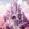 神奇的城堡，优雅的独角兽和高贵的公主，迷人的，体素，粉红色和熏衣草色的配色方案，3ds max 3d渲染，童话般的灵感--ar 2：3 --v 5.2 --风格原始--s 250 --ar 9：16