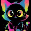 可爱的载体|T恤设计的传染猫角色，粉色、蓝色、黄色、绿色，干净和黑色背景，V-ray --ar 2：3 --niji 5