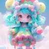 这部充满异想天开的作品，由可爱的Chibi角色、Teleidoscope可爱、开朗的表情、俏皮的姿势、复杂的细节、柔和的色彩、柔和的渲染、3ds max、Candyland背景组成--niji 5 --ar 2：3