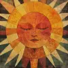 《太阳》，1970年，菲利普·格林，维多利亚风格的插图、莫奇艺术、新建构主义、阳光照在上面、塔罗牌、对称不对称、书籍和作品集--ar 85：128