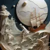 画家，插画，受达利启发，宫崎骏，纸质艺术，折叠雕塑，超现实，梦想--ar 2：3 --v 5.2