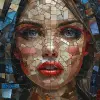 马赛克女性面孔拼贴画，风格为安德鲁·阿托申科、彼得·格里克--ar 73：109 --styopper 750 --v 6