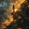 一个有着星空背景和眼睛的人，具有超现实主义象征主义风格，黑暗、不祥的色彩，暗物质艺术，对人类形态的现实描述，神经核心，描绘的被困情绪，magewave-ar 73：111 --styleum 750 --v 6