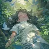 the girl is reaching out on the ground, in the style of detailed comic book art, subtle coloring, realistic watercolors, textural explorations, light indigo and green, realistic detail, twisted charac