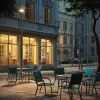 建筑物前的椅子，Leica M6风格，evgeny lushpin，捕捉到的坦率时刻，hispanicore，英俊，ferrium toussaint，f/64组--ar 11：16 --v 5.2 