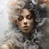 女人的烟雾雕塑肖像，飘逸的织物风格，精致的水墨，舞蹈，juliana nan，清晰而脆，mandy disher，捕捉到的运动和自发性--ar 73：106 --styminster 750 --v 5.2