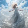  空气的王国，神奇的风环境，空气和风的灵魂漂浮，纹理光纤辛烷渲染动态姿势体积照明完美的阴影虚幻引擎逼真的空灵天空--放松-v 5.2 --ar 3：4