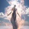  空气的王国，神奇的风环境，空气和风的灵魂漂浮，纹理光纤辛烷渲染动态姿势体积照明完美的阴影虚幻引擎逼真的空灵天空--放松-v 5.2 --ar 3：4