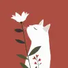 北野武风格的白色猫和花，在极简主义和幽默的背景下，简单直率的风格，带有一丝现代和幽默。8 k--ar 3：4 --s 50 --v 6.0 --风格原始 