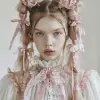 Vogue Runway模特留着棒棒糖头发风格的长辫子，肤色苍白，嘴唇浅粉色--v 6.0 --ar 4：5
