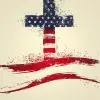 A cross in the shape of an American flag, stars and stripes pattern, high resolution vector graphic, minimalistic design --ar 4:5 --stylize 400 --v 6
