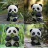 jellycat style, 一只毛茸茸的可爱小熊猫在吃竹子